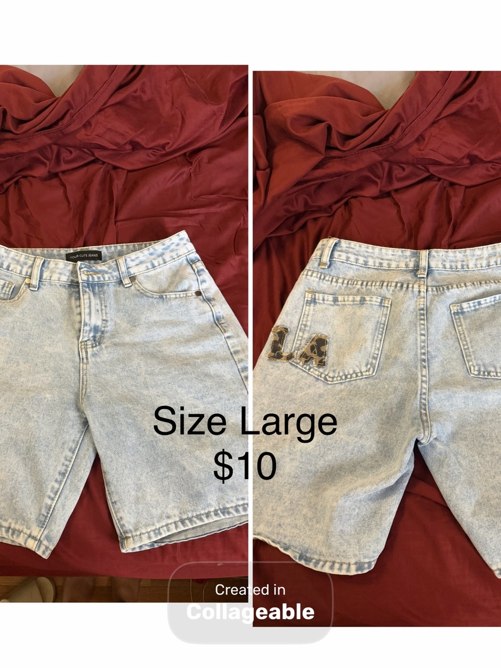 Light Wash Denim Jean Shorts - Size Large
